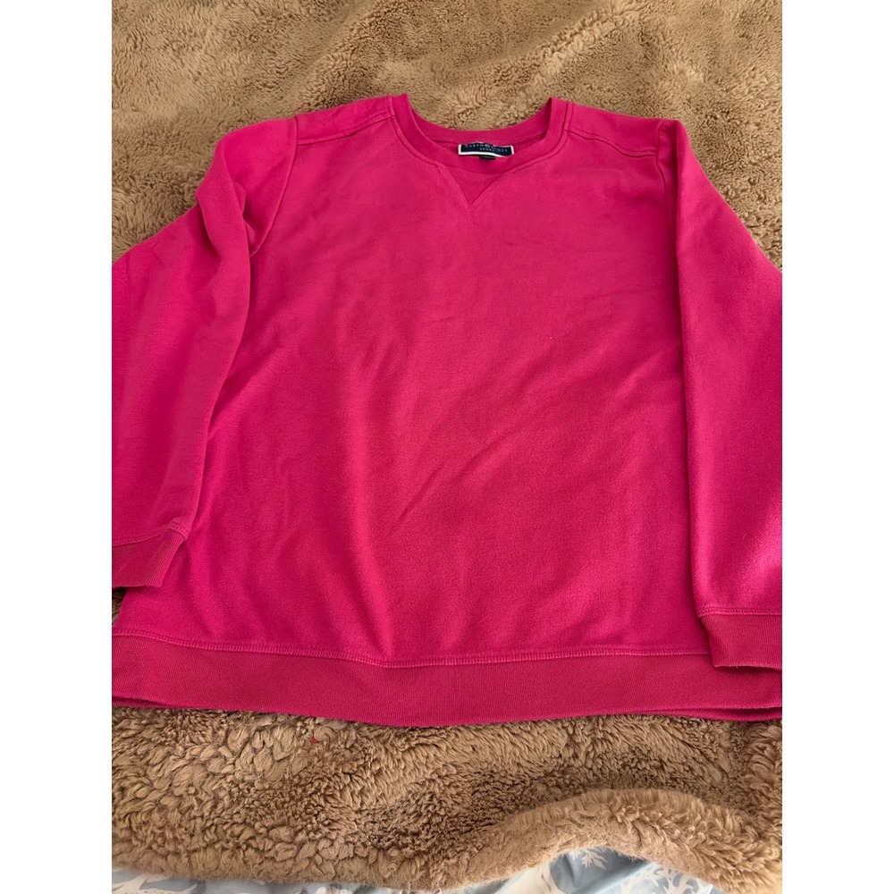 Karen Scott Sport Womens XL Hot Pink Crew Neck Fleece Sweatshirt Long Sleeve